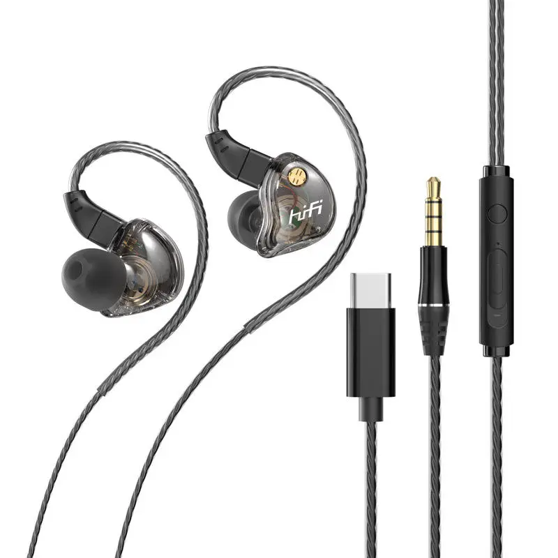 Wired HIFI Bass In-Ear Earphones, 3.5 mm Jack & Type-C Connectors, Subwoofer Sound for Mobile Phones/Tablets, Sports-Friendly & Gaming Use, Not Water Resistant Headset