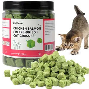 60g Cat Grass Treats for Cats, Freezed Drying Cat Grass Teething Stick Snacks for Kitty, Edible Cats Chew Toys for Teeth Cleaning and Hairball Removal
