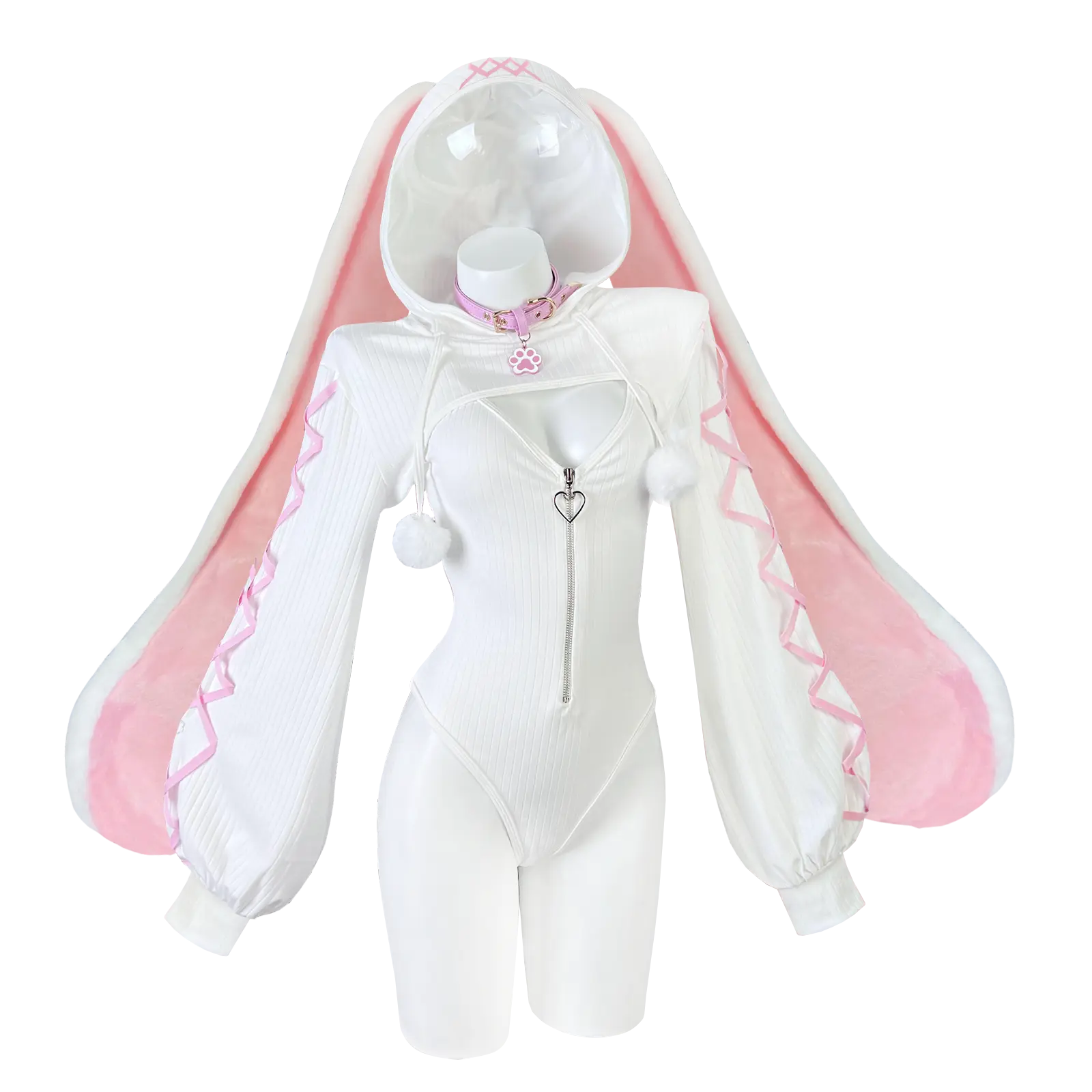 KORURACLUB Women's Heart-Lock Bunny Jumpsuit KO103 - Cute Cosplay Costumes, Whimsical Women's Clothes, Bunny-Themed with Playful Ears, Comfortable-Fit Special Womenswear summerwins,summerwins