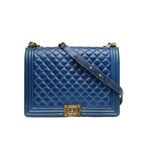 Pre-owned CHANEL 【Diz】CHANEL Leboy Large MAXI 30cm Blue Calfskin Pristine