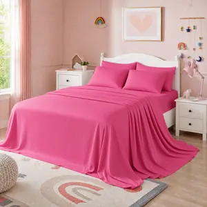 Cosybay Bamboo Sheets Set 6 Pcs pink color,1 flat sheet, 1 Fitted sheet, 4 pillowcases,Cooling Breathable & Hotel Luxury Super Silky Soft, 16'' Deep Pocket, Free-Wrinkle, Fade Resistant, #summervibes  #summerwins petlovers