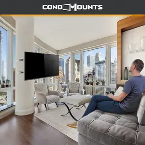 CondoMounts CLMTVA1044 Full Motion LARGE Pillar TV Mount | Column TV Mount | Round & Square TV Post Mount | NO Drill | Holds 80lbs | Fits 32-in. to 70-in. TVs | Fits pillars 8-in & Wider | White Strap