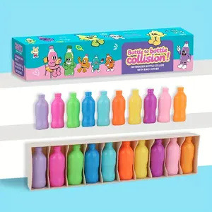 Kids' Drink Bottle Stacking & Collide Match Toys - 12-Color Plastic Interactive Parent-Child Tabletop Game, Develops Memory, Logical Thinking & Fine Motor Skills, Portable Travel-Friendly for Home
