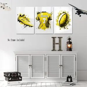 3pcs Boy Rugby Gift Set, Personalized Wall Art Print, Boys Room Decoration, Sports Enthusiasts' Essentials, Unique Home Decor