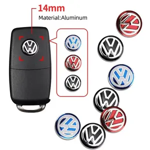 10Pcs 14mm Car Aluminium Remote Key Stickers Badge Emblem Auto Accessories For Volkswagen ID Golf Touareg Passat CC Polo Arteon Jetta Atlas Variant Taos Amarok Tiguan up! Nivus Taigo Caddy Sharan Beetle Touran Scirocco GTI Transporter Caravelle Crafter