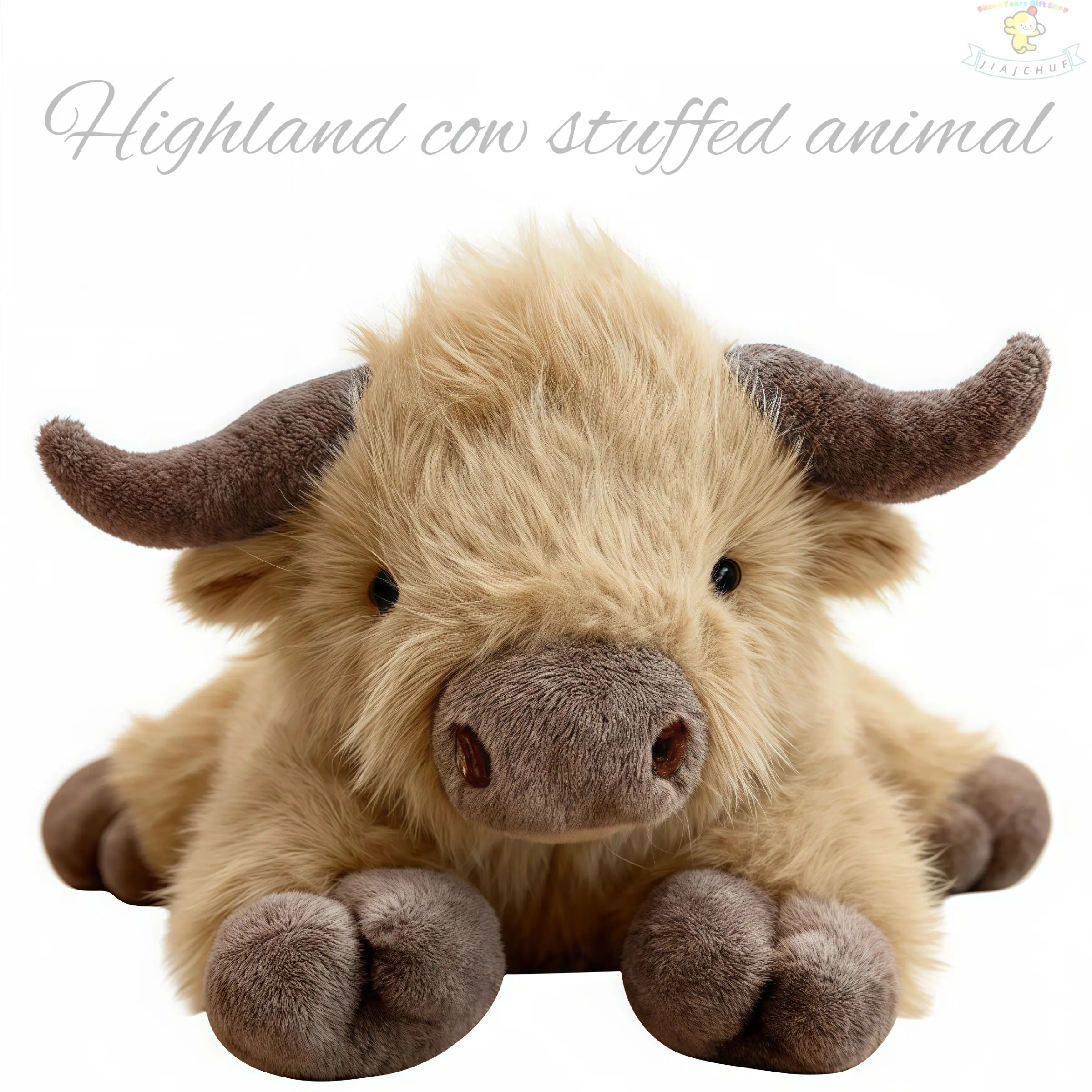 JIAJCHUF Adorable Highland Cow Plushie, Cute Cow Design, Super Soft Fluffy Stuffed Animal Toy, Perfect Gift for Girls, Teens, Women, Best Friends, Huggable Stuffed Animal, Soft Cuddly Gift, Soft Stuffed Animals