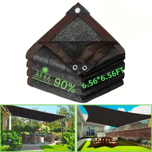 Cool Area 90% Sun Shade Cloth Mesh Tarp with Grommets for Plant Cover 6.56x6.56ft Patio Canopy Garden Pergola Greenhouse Car Barn Kennel Black