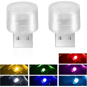 2 count USB Plug Lights, Mini RGB Color-Changing LED  Ambient Lighting, Universal Portable Decorative Lights for Bedroom, Hallway, Bathroom, Kitchen (Multicolored)