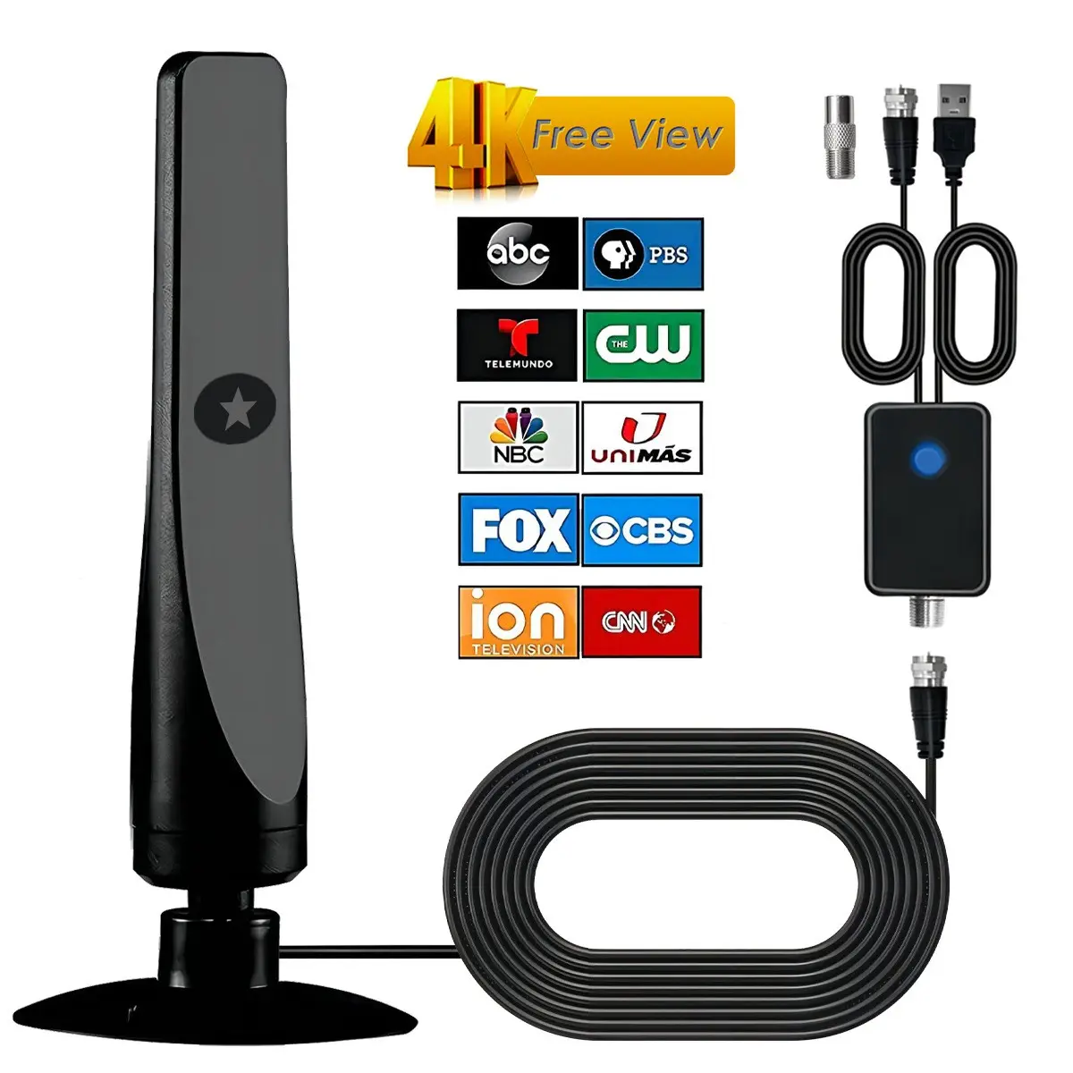 Smart TV Signal Amplifier Indoor Outdoor Receiver, Antenna, Freeview Broadcast Telemundo Signal Booster, Signal Enhancer, Enhance Your Viewing Experience, Reliable Signal Enhancement Device