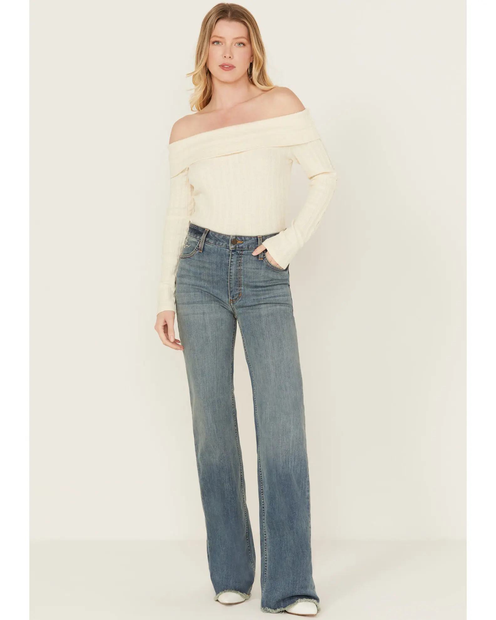 Kimes. Ranch. Women's Olivia Medium Wash High Rise Wide Leg Jeans