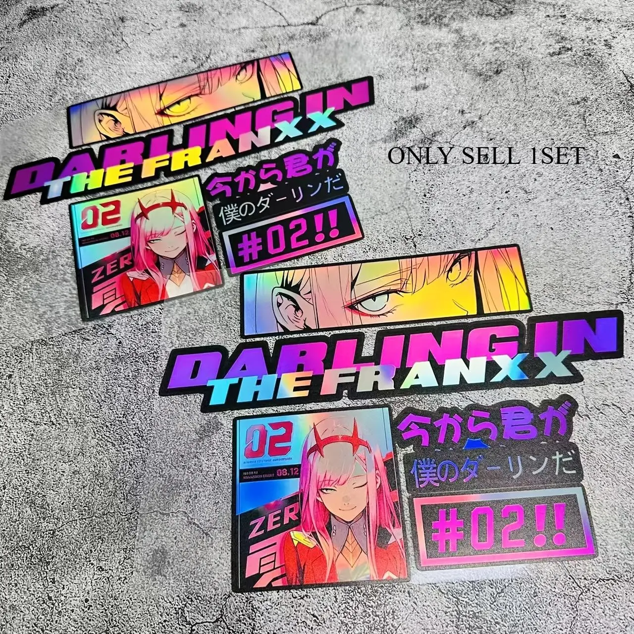 1SET Anime IP Colorful Logo Sticker, Sticker For Cars, Stick on anime-themed backpacks or car bodies, gradient-textured Zero Two image + classic line decor instantly has anime vibe, DARLING in the FRANXX fans Automobile Decals, Car Stickers