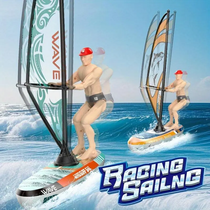 Sailing Rc Boat High/Low Speed Racing Auto-Balance System LED-Lit Surfing Toy for Kids Water Sports 2.4GHz Remote Control Perfect Gift for Halloween Easter Christmas