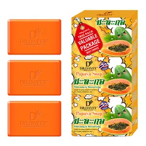 DR.DAVEY 3pcs Papaya Soap Clean, Hydrating, and Moisturizing Handmade Soap for Bathing, Facial Cleansing, Skincare, and Body Care Products, Body Cleanser