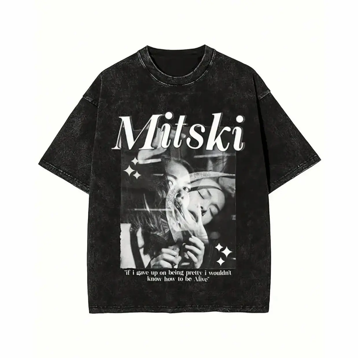 Mitski Men's Retro Pattern T-Shirt-Black Cotton Loose Version T-Shirt With Geometric Pattern And "I Want You To Be My Home" Sentence, Short-Sleeved Round Neck Casual Shirt, Suitable For Casual Wear. 20U