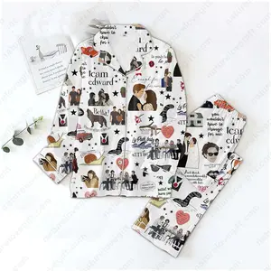 (Without Fatty text)  The Twilight Saga Pyjama Pajamas Set Edward Bella Pajama Vampire PJs Xmas Gift For Fan Loungewear Menswear SNG