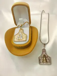 Western-style Handmade 14K Real Gold Electroplated Initial Necklace Pendant with Adjustable 20-inch Chain, Unisex / Stainless Steel / Fade-resistant / Hypoallergenic / Ideal for Couples, Festivals, Parties / Ideal Gift