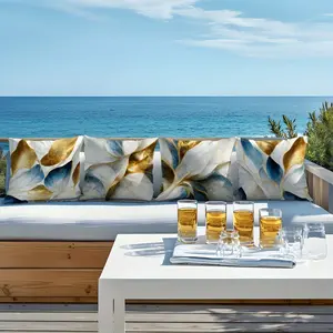 Set of 4 Decorative Pillow Covers Featuring a 2D Flat Blue And Golden Abstract Design, Measuring 17.71 Inches by 17.71 Inches (45 Cm by 45 Cm), Suitable for Enhancing The Comfort of Your Living Room And Bedroom Sofas