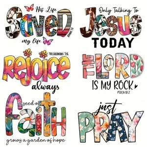Jesus & Bible Verses Heat Transfer Vinyl Decals, Themes, Durable, Washable & Meaningful Iron-on Patches for T-shirts, Bags, Hats, Pillows, DIY Decorations