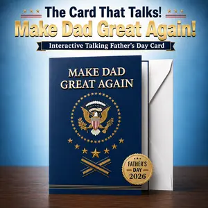 Funny Father’s Day Talking Card – “Make Dad Great Again” Roast Comedy Greeting Card, Automatic Voice Playing Joke Card, Unique Funny Gift for Dad, Grandpa & Husband