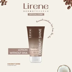 Lirene Coconut Shine Illuminating Body & Face Cream - 150ml Streak-Free Bronzing Moisturizer, Golden Glow Topper, Glass Skin Highlighter