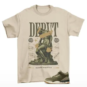 Debut Jordan 3 Family Affair Medium Olive Matching Sneaker Tee Shirt Tan