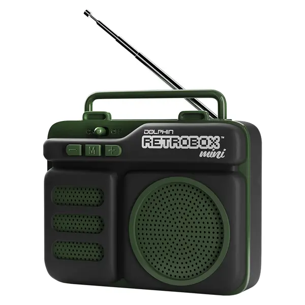 Dolphin Audio RTX-10GRN Retrobox Mini 10W Bluetooth Rechargeable Speaker with WaveSync, Green