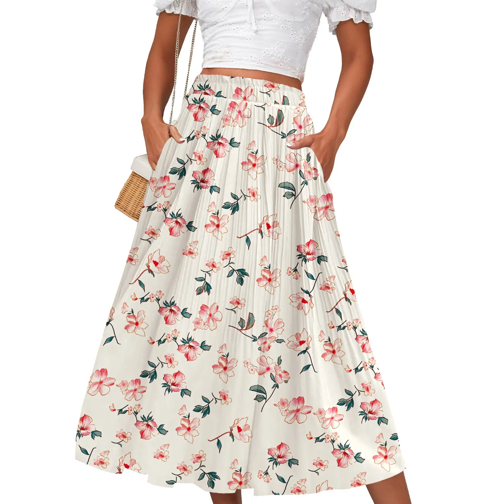 Pink Floral Apricot Print