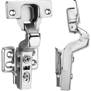 2pcs Professional Grade Inset Soft Close Concealed Frameless European Cabinet Door Hinges Four-Hole Mounting Plate Nickel Plated Finish