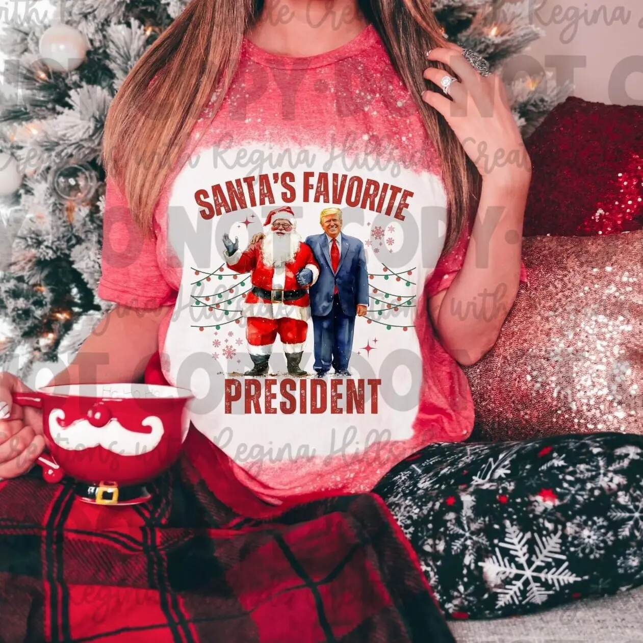 Soft style shirt—Santa’s Favorite President—Can be bleached or non bleached