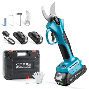 SEESII Electric Pruning Shears for Gardening: 1.2” Cutting Cordless Power Pruner - 2 Lbs Lightweight &  Portable, Brushless Motor, Dual 2.0Ah Battery, 2 Levels Adjustable Models,  Extra SK5 Blade Branches Cutter For Tree & Flower Trimming  CS300 SP100