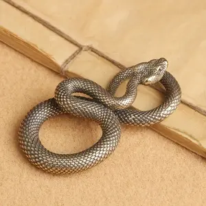 Vintage Snake Decorative Metal Statue, Mini Animal Figurine Sculpture Gift, Decorative Sculptures, Home Office Desktop Decoration, Zodiac Snake Craft, Unique Art Piece, Collectible Figurine, Ornaments