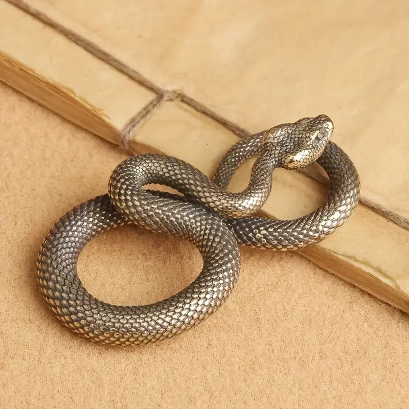 Vintage Snake Decorative Metal Statue, Mini Animal Figurine Sculpture Gift, Decorative Sculptures, Home Office Desktop Decoration, Zodiac Snake Craft, Unique Art Piece, Collectible Figurine, Statues Figurines, Ornaments