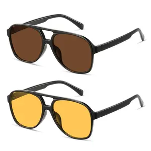 Kimorn Unisex Plastic Aviator Tinted Lens Sunglasses - Full Rim, Large Double-Beam, 70s Retro Trend, UV400 Protection, Stylish, Sports-Ready, 2026 Fashion Accessory, Gifts for Him, Mens Gifts, Accessories Adults, Men's Sunglasses,summeroutfits,vacationout