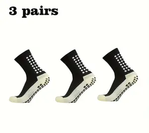 3 Pairs Grip Soccer Socks Anti Slip Non Slip Men's Athletic Socks for Football Basketball Sports