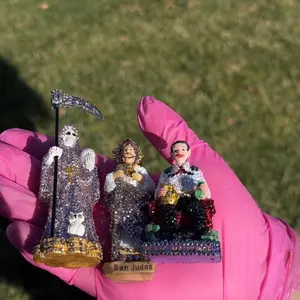3 Mini Statue Set Holy Death Malverde Saint Jude Decorative Figurines for Home Decor
