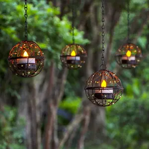 Solar Hanging Lanterns (4-Pack) – Solar Powered LED Outdoor Hanging Lights, Weatherproof Decorative Garden, Patio, Yard, Backyard, Porch, and Pathway Decor