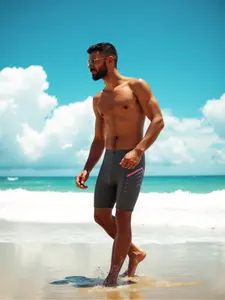 Men's Geometric Drawstring Swim Trunks, Comfortable Lining, Adjustable Waistband, S-Xxl Sizes Available, Casual Fashion Beachwear, Swim Shorts