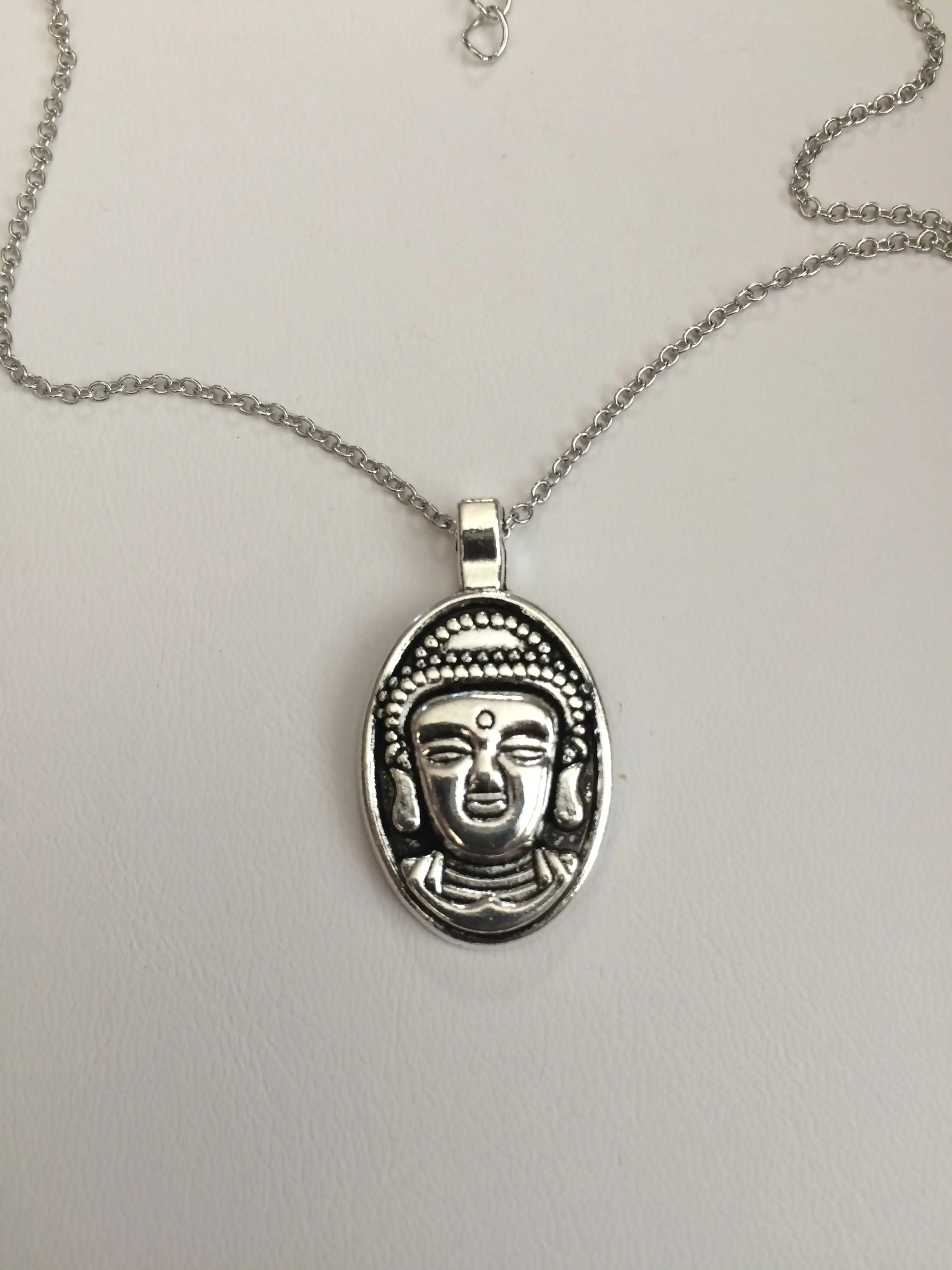 Buddha Head Tibetan Silver Chain Necklace