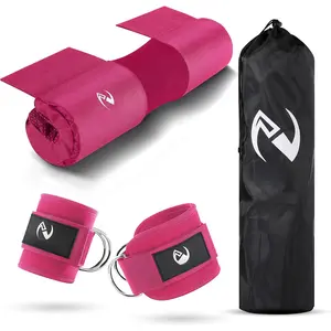 Barbell Pad & 2 Ankle Straps for  Machine - Gym Accessories for Women and Men -  for  Kickbacks,  Extensions & Squats - Workout Attachments for