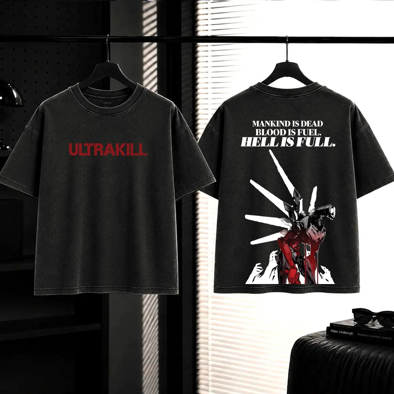 Ultrakill Gaming Washed T-shirt, Tank Top, Sweatshirt, Hoodie Casual graphic tee lover game acid wash, Fabric, Menswear Top Graphic Hoodie Print Straight Tee Streetwear Cotton Classic