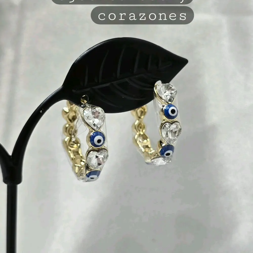 Argollas de ojos turcos azules y corazones clear(15 mm diameter)