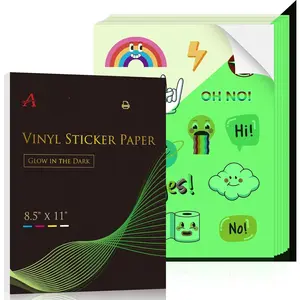 Glow in The Dark Printable Vinyl Sticker Paper for Inkjet Printers,  Sticker Paper 8.5x11 Inch 5 Sheets