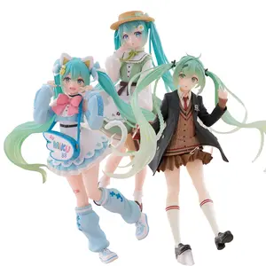 18cm Hatsune Miku Fashion Series Preppy/Fancy/Country PVC Anime Figure Official Figurine Collectible Model Table Ornament Fan Collection Holiday & Birthday Gifts