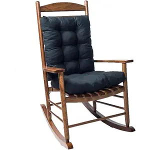 Black Indoor & Outdoor Rocking Chair Cushion 17x17 & 17x21 Inch High Back Patio Seat Pad Non-Slip Ties for Garden & Patio Furniture Tailored Fit for Most Standard Rocking Chairs