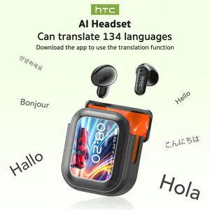 HTC NE20 AI Bluetooth Headset with LED Display, High-Fidelity Waterproof Wireless Headphones | Ideal for work, exercise, study, and audio calls | Built-in microphone | Headset