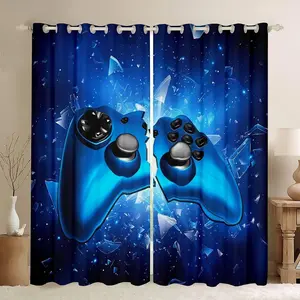 Gamer Thermal Insulated Curtains for Boys Bedroom Video Game Decor Window Curtains Teens Boys Girls Gaming Curtain Broken Gamepad Fragment Window Draperies 42W x 63L Inches 2 Panels Blue