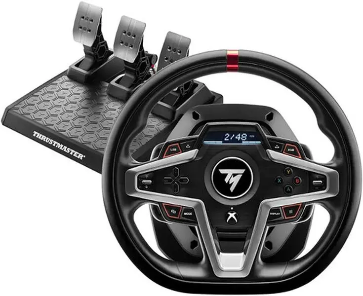 Thrustmaster T248X Racing Wheel with Magnetic Pedals - HYBRID DRIVE, Magnetic Paddle Shifters, Leather Accents, PC Compatible, High Performance for Immersive Game Experiences