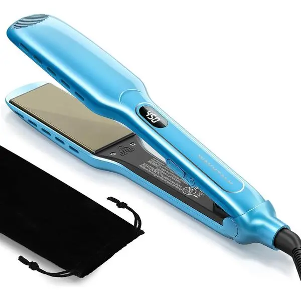 Wavytalk Wet to Straight Hair Straightener, 1.75″ Wide Vent Sesh Flat Iron | Straightener for Damp or Dry Hair with Dual Voltage Leave Silky Smooth Look, 20% Faster Styling, Blue
