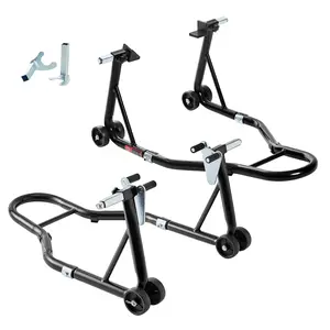 Donext Motorcycle Stand 850LB Sport Bike Front & Rear Wheel Lift Swingarm Paddock Stands Black U+L High-Quality Steel Adjustable Design Easy Assembly