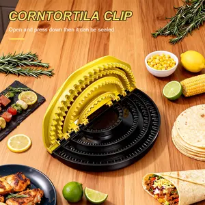 4-in-1 Tortilla Sealer Crimper Press – Adjustable 4"-6"-8"-10" Tortilla & Taco/Burrito Maker Tool  | Easy to Clean, BPA-Free, Durable & Fun for Family Cooking- Kitchen, Utensils (Yellow & Black)
